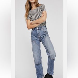 Free People Carpenter Straight leg Jeans Painter Panel Pockets